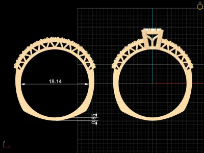 Lux ring silver gold sterling printable jewelry 3D model 3D print model shop