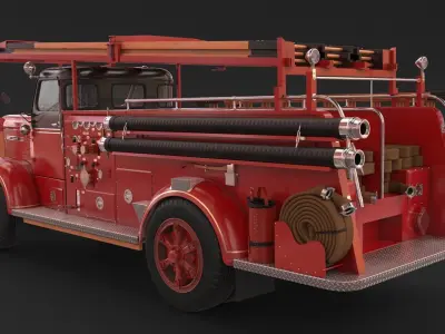 Fire Truck - ENGINE 97 1953 FWD Pumper high poly 3D model