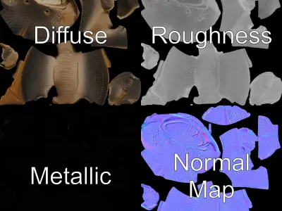 Prehistoric Lizard Model Pack with Textured Skin Low-poly 3D model