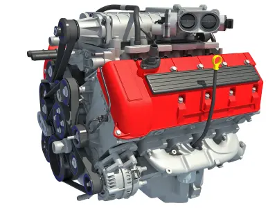 V8 Engine with Inner Parts 3D model