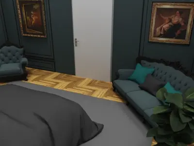 Baroque-style room Low-poly 3D model