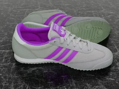 ADIDAS 3D SHOES - WHITE - PURPLE - DRAGON Low-poly 3D model
