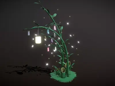 Japanese Wish Tree Low-poly 3D model