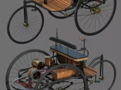1886 Benz Patent Motorwagen Low-poly 3D model