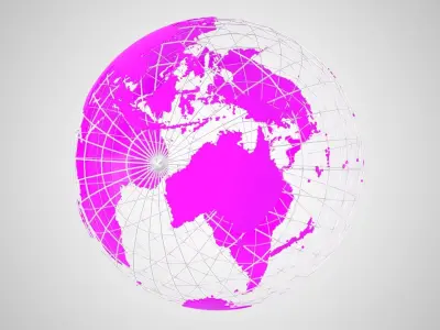 Globe News Skeleton Pink 3D model