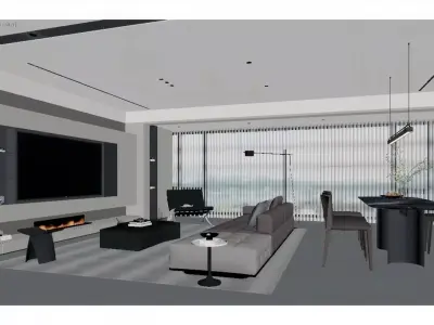 Modern Light Luxury Living Room 3D model