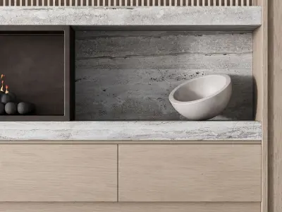 150 tv wall kit 02 modern japandi oak wood 02 3D model