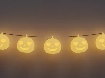Halloween pumpkin garland Low-poly 3D model