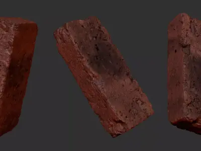 Realistic broken grey brick 3d scan in highpoly 3D model