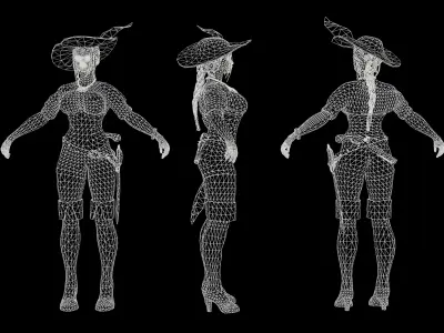 Pirate woman  Low-poly 3D model