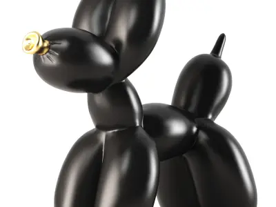 Balloon figurine - a dog with a golden nose 3D model