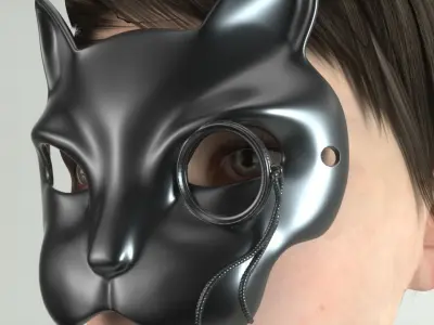 Carnival Mask - Cat with monocle 3D print model