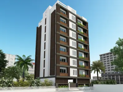 Architect living room and dining area in modern home 3D model