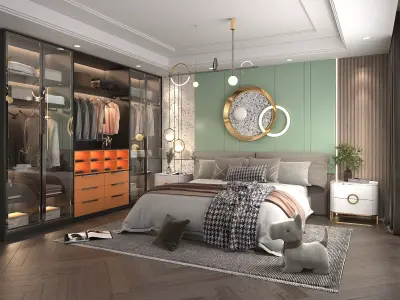 Modern Bedroom Scene 20 3D model