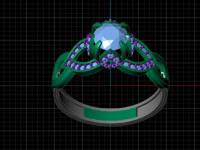 STL 3DM Print Ready Women Diamond Ring Lightweight Printable  3D print model 182