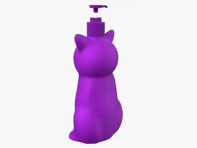 Cat Liquid Soap Dispenser Purple Version 3D model