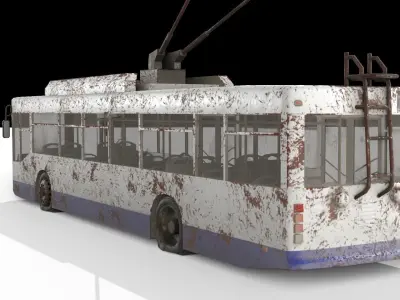 Old Rusty Trolleybus Low-poly 3D model