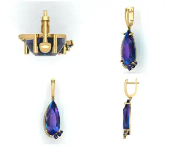 Earrings p 1 gemstone pendant 3D print model