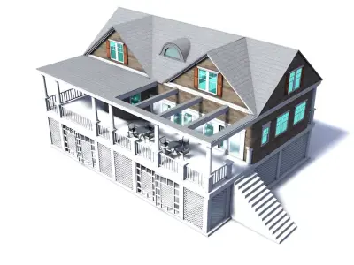 house 8 with deck and stairs Low-poly 3D model