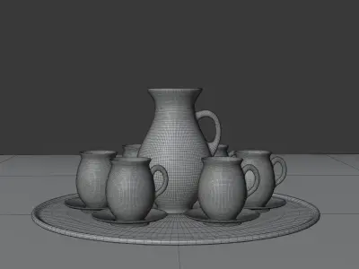 Vase and mugs set 3D model