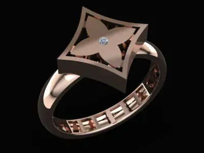 Louis Vuitton Style Diamond Ring 3D print model