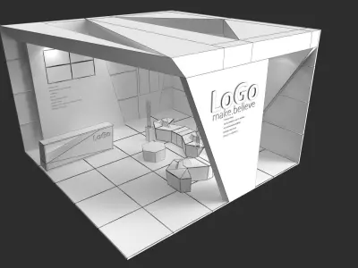 6 x 6 exhibition booth Low-poly 3D model