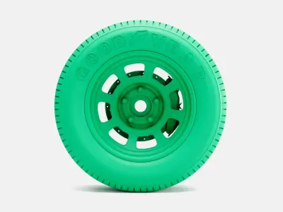 15x8 Bassett D-Hole Wheel Goodyear Blue Streak 600 Tire 3D print model