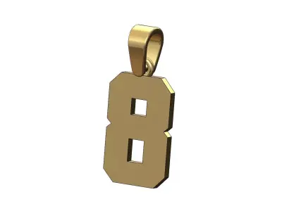 NBA font number 8 pendant charm with bail 3D print model