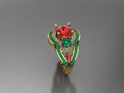 Ruby emerald luxury ring 3D print model