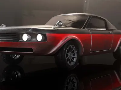 Modern American Muscle Car Fastback Low-poly 3D model