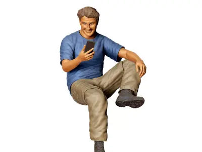 N2 man sitting on the back of pickup truck 3D print model