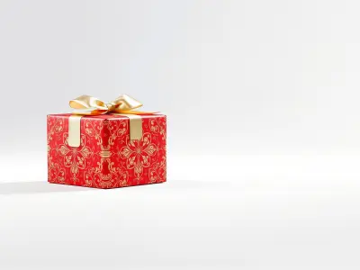 Festive Gift Box Red Gold Filigree model pack Low-poly 3D model