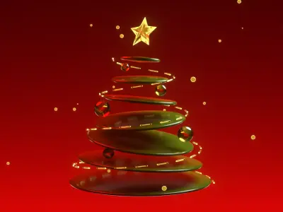Minimal Christmas Tree Build-Up Animation C4D Scene 3D model