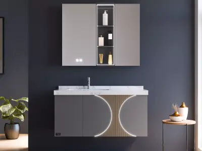 Inverted Circle Modern Bathroom Vanity Scene 3D model