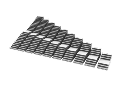 Stairs Pack X10 stair set with landing 3D model V1 3D model