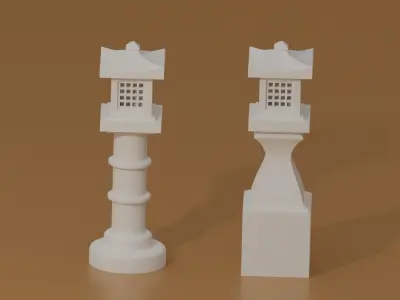 Japanese Stone Lantern Low-poly 3D model