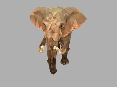 Elephant Low Polygon Art African Animal Low-poly 3D model