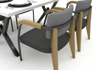 3D dining table 001 Low-poly 3D model
