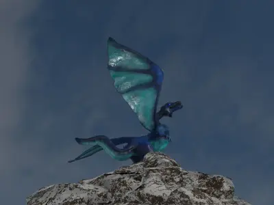 Blue Dragon Low Poly  Game Ready Low-poly 3D model