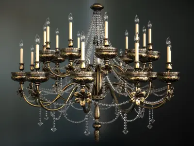 Ornate Floral Chandelier 3D model