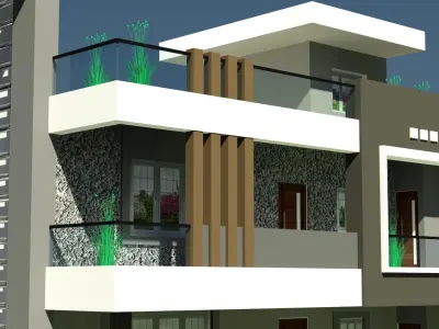 Indian Modern House Design And Architecture Low-poly 3D model