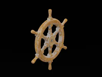 Ship Steering Wheel Low-poly 3D model