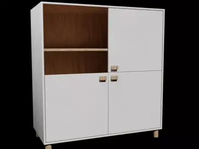 White Wooden Cabinet 3D model Free 3D model