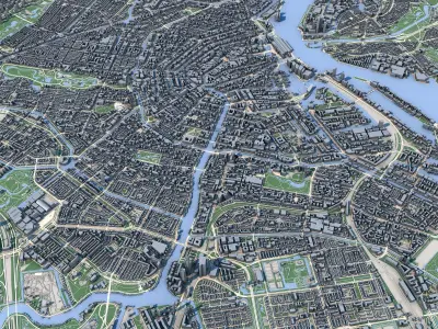 Custom 3D City Models for Games Simulations 3D Printing Low-poly 3D model