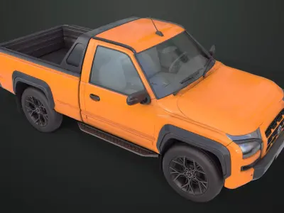 Pickup Truck01 Orange Rigged All PBR Unity UE Textures Low-poly 3D model