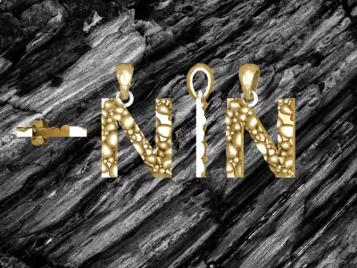 N LETTER Alphabet ROCKS PENDANT 3D print model 3D print model