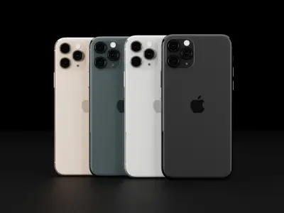Apple iPhone 11 and 11 Pro and 11 Pro Max Official Colors Low-poly 3D model