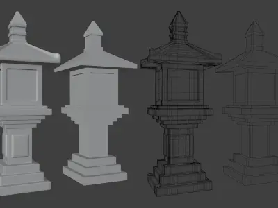 Pagoda Stone Statue Low-poly 3D model