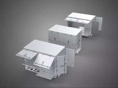 3 COLLECTION FRAME STRUCTURE BOX TRUCK CARGO PICKUP FREIGHT CAR 3D model