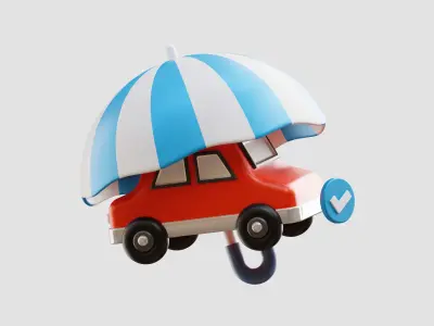 Car Insurance 3D Illustration Low-poly 3D model